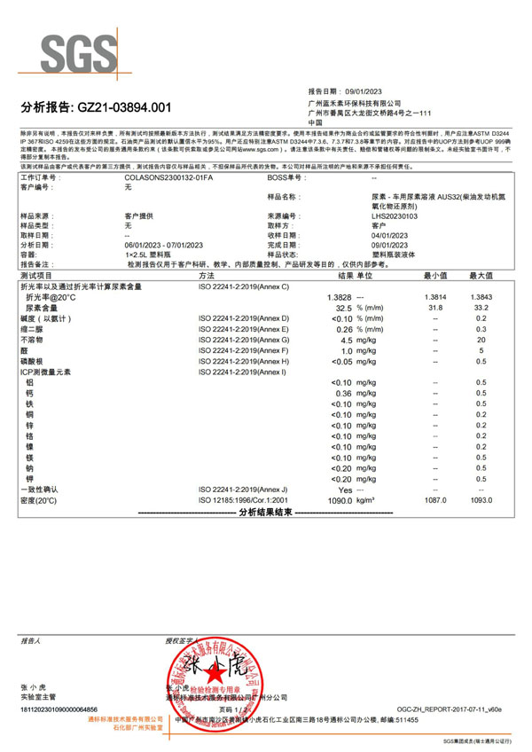 SGS測試報告